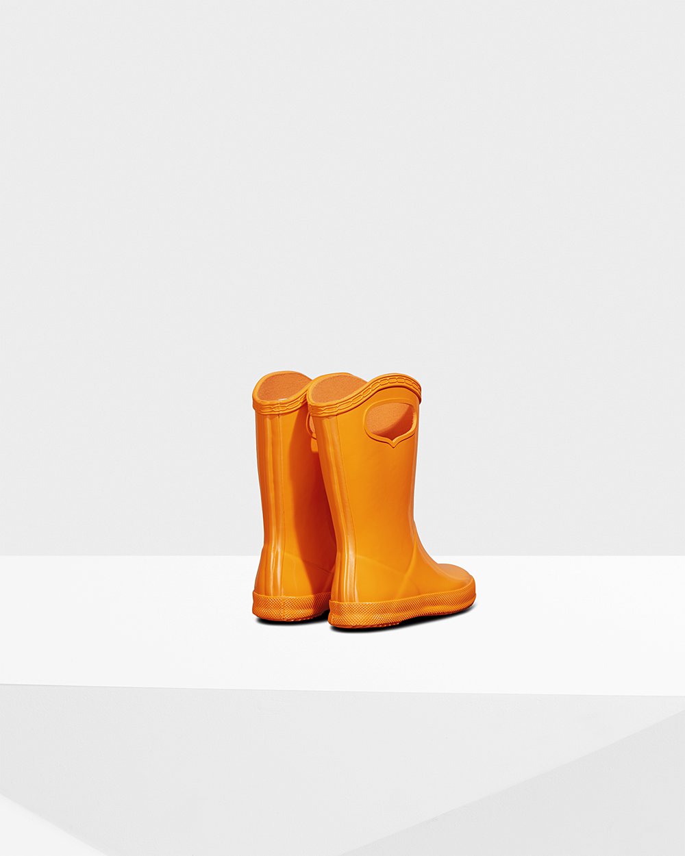 Kids Rain Boots - Hunter Original First Classic Grab Handle Gloss (90GPWAKEX) - Orange